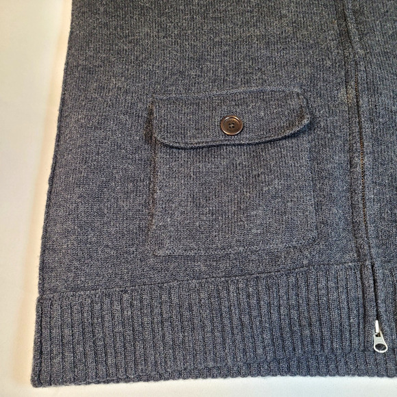 Banana Republic XL 100% Wool Sweater Jacket Removable Insulated Vest Gray #54023 - Picture 2 of 16